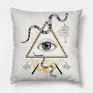 All seeing eye with snakes Pillow