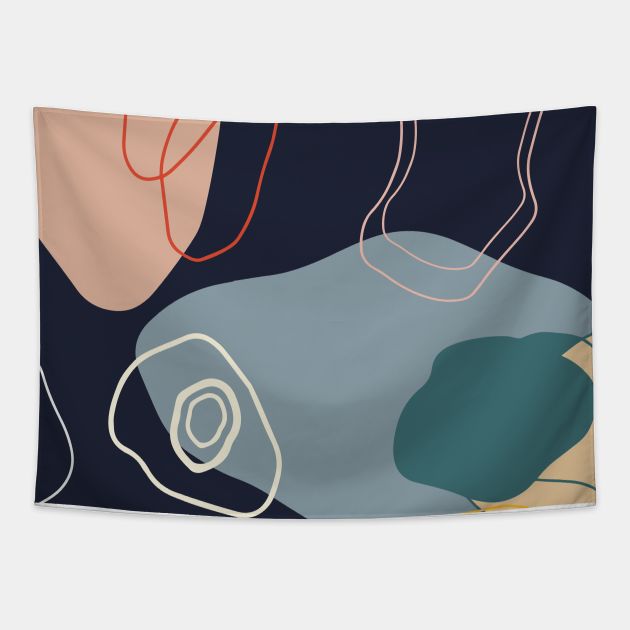 Abstract Shapes Dark Blue Shades Tapestry by FoxParadox