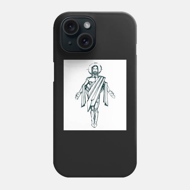 Jesus Christ Resurrection drawing Phone Case by bernardojbp