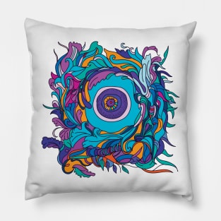 Perception psychedelic eye with iris Pillow