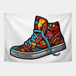 Colorful Doodle Art Sneaker Shoe sneakerhead shoe lover Tapestry