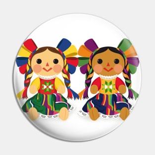 Mexican María Dolls. Mexican Otomi Dolls. Traditional Mexican Rag Dolls Pin