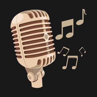 Brown hand drawn microphone musical notes T-Shirt