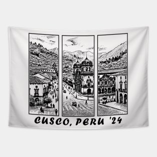 2024 Peruvian Cusco Peru Artistic Hand Drawn Style Tapestry