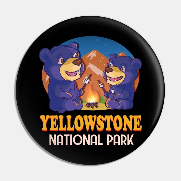 Yellowstone National Park Black Bear Camping Pin by Noseking