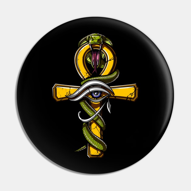 Egyptian Ankh Eye Of Horus Pin by underheaven