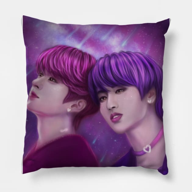 Han Jisung with Lee Know  “Shine” Pillow by noirglare