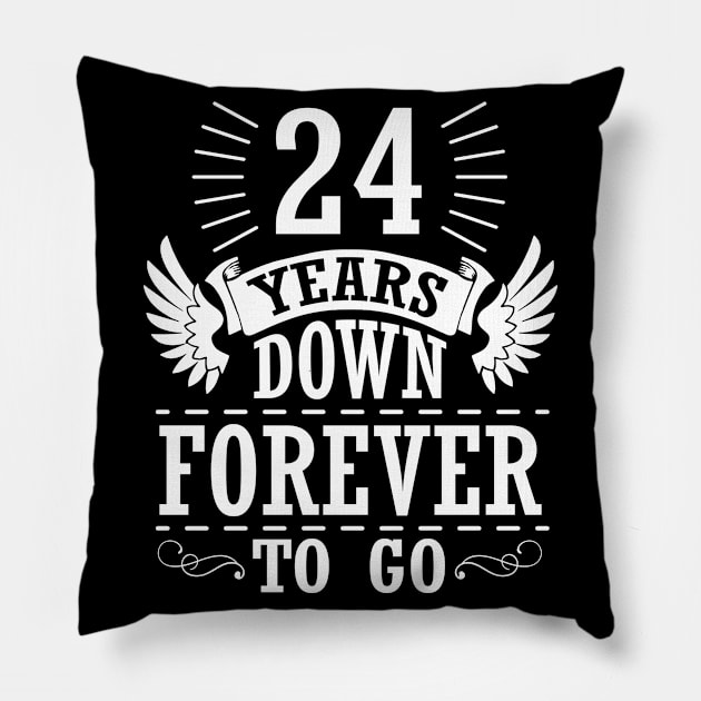 24 Years Down Forever To Go Happy Wedding Marry Anniversary Memory Since 1996 Pillow by bakhanh123