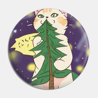 Meowy Christmas Happy Cat Year Funny Christmas Cat Lover Pin