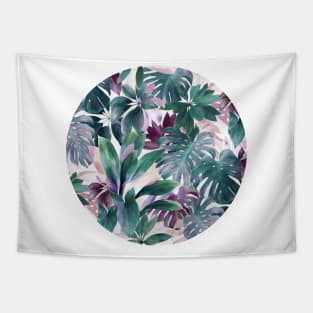 Tropical Emerald Jungle in light cool tones Tapestry