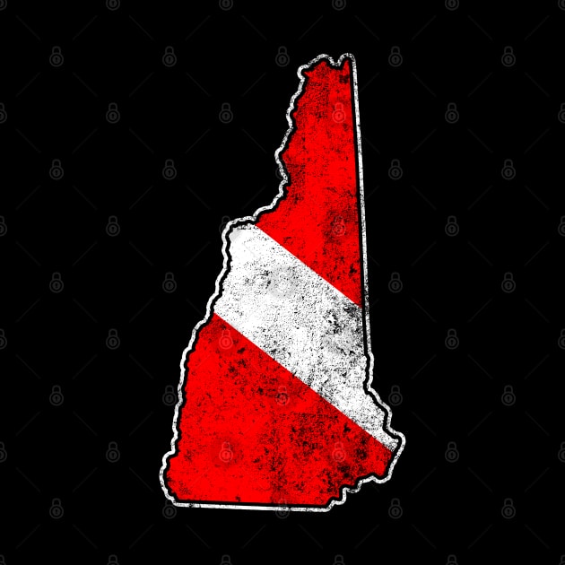 New Hampshire Dive Flag Scuba Diving State Map Dive Flag Distressed by TeeCreations