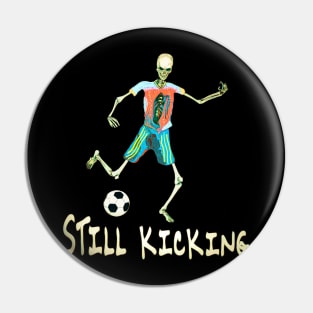 Skeletal Striker: Unleash the Action with our Bone-Chilling Soccer Player Graphic! Kick Into the Extraordinary with this Spine-Tingling Design Pin