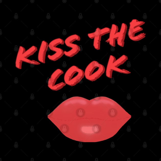 Kiss The Cook Red Lips (Black Background) by Art By LM Designs 