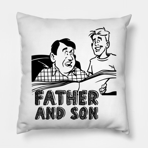 Father son reading paper Pillow by williamarmin