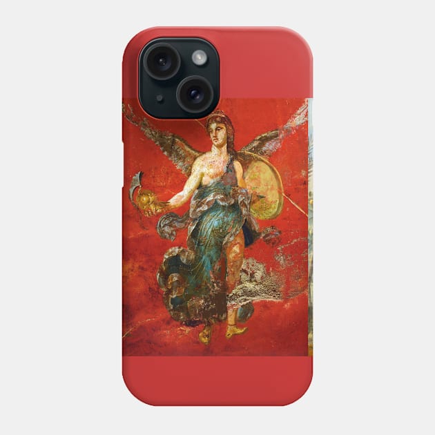 GODDESS NIKE ,POMPEII ,ANTIQUE ROMAN WALL PAINTINGS Flower Garden Flying Birds ,Quince and Apple Trees Phone Case by BulganLumini