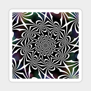 Black & White Goth Floral Flower Magnet