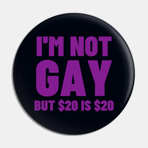 Im Not Gay But 20 Is 20 Funny Pin Teepublic