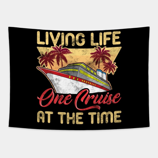 Cute & Funny Living Life One Cruise At A Time Avid Cruiser Tapestry by theperfectpresents