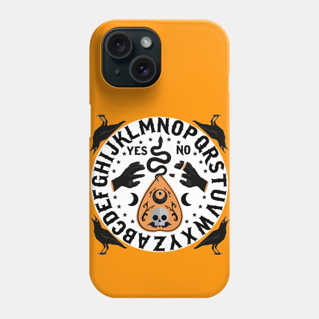 Orange And Black Modern Ouija Board With Ravens Phone Case by LittleBunnySunshine