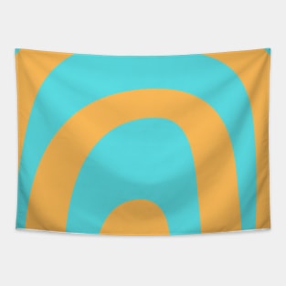 Boho orange and baby blue rainbow pattern Tapestry