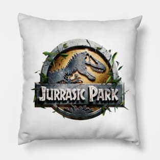 Jurrasic Park logo engraved in stone Pillow