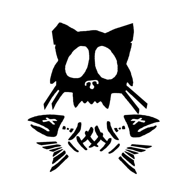 Cat and Crossbones BLACK by BradyRain