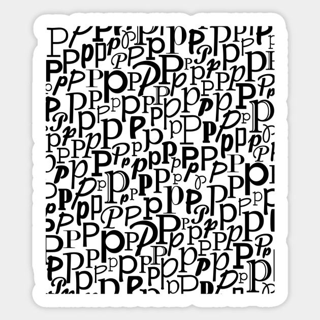 P - Typography (Black) - Letter P - Sticker