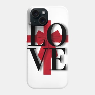 Stunning illustration of "LOVE" & beautiful wrapped red bow - Black Label Phone Case