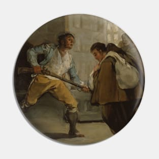 El Maragato Threatens Friar Pedro de Zaldivia with His Gun by Francisco Goya Pin