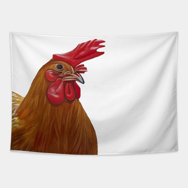 Farmyard Hen Chicken Lady Hen Cut Out Tapestry by taiche