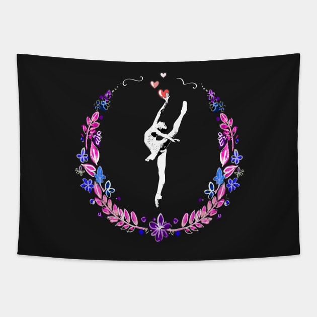 Ballerina Flower Wreath Tapestry by letnothingstopyou