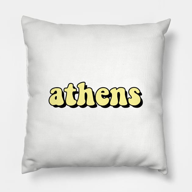 Athens Soft Yellow Pillow by AdventureFinder