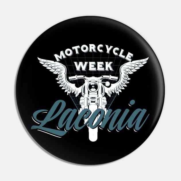 Laconia motorcycle week logo style - white and blue Pin by PincGeneral