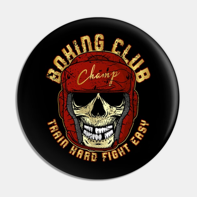 Boxing Club Skull Train hard fight easy Pin by RockabillyM