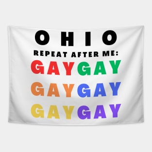 Ohio Pride Month LGBTQ+ Rainbow Gay Rights Ally Tapestry