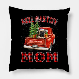Christmas Bull Mastiff Mom Santa Hat Truck Tree Plaid Dog Mom Christmas Pillow