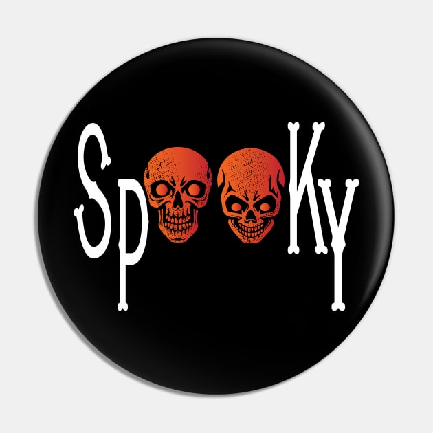 Spooky Skulls Funny Halloween Scary Pin by FilsonDesigns