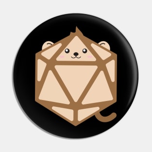Polyhedral 20 Sided Dice Monkey - Tabletop RPG and Animal Lovers Mashup Pin