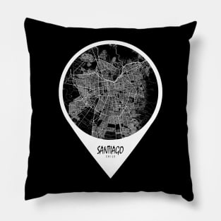 Santiago, Chile City Map - Travel Pin Pillow