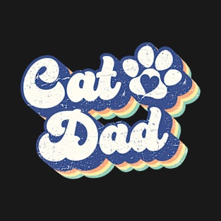 Retro Cat Dad - Cute Cat Paw - Cat Owner & Cat Lover Gift For Men T-Shirt