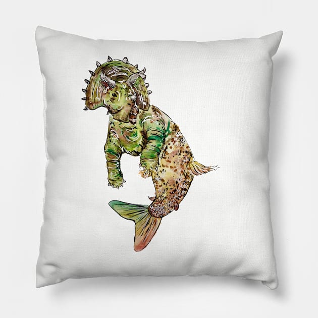 Mer-Triceratops Pillow by aquabun