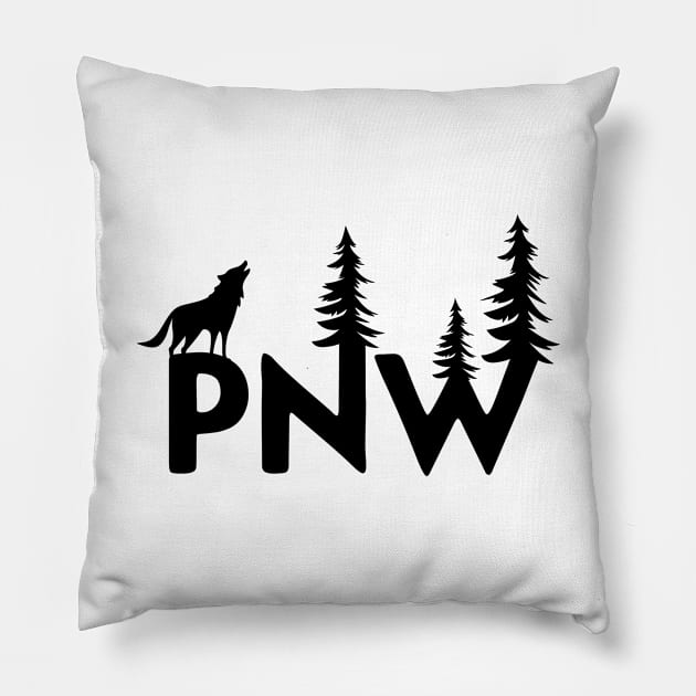 PNW Wolf Pillow by melaniepetersonart