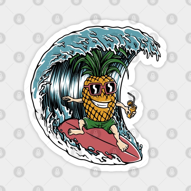 Pineapple Surfer Magnet by quilimo