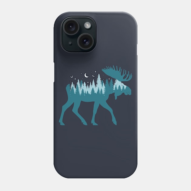 Moose Silhouette - Moose Wildlife Forest - Retro Moose Lover Phone Case by OrangeMonkeyArt