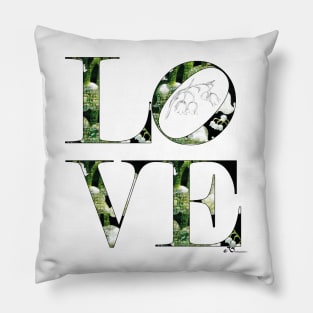 LOVE Letters May Birth Month Flower Lily of the Valley Pillow