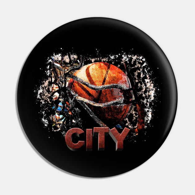 Classic Sports City Proud Name Basketball Pin by Irwin Bradtke