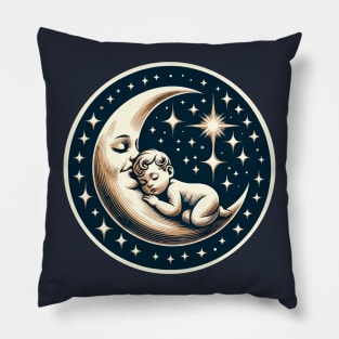 Baby sleeping on a moon Pillow