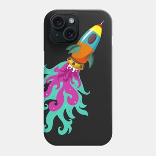 Retro Rocket Blasting Into Space Phone Case