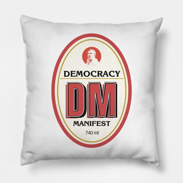 Democracy Manifest RESCHS DA Beer Label Pillow by Simontology