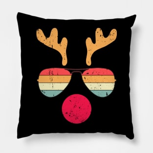 Cool Reindeer Face With Retro Sunglasses Funny Christmas Pillow